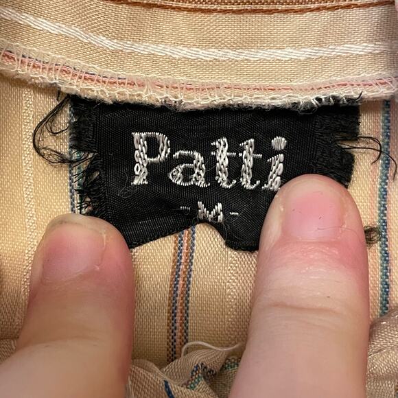 Vintage M Patti pink black long sleeve button down blouse Barbie Stripe corpcore - Picture 4 of 8